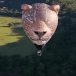 Onça-pintada gigante voa sobre o Pantanal em balão inédito
