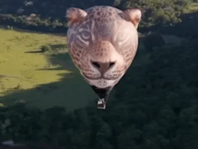 Onça-pintada gigante voa sobre o Pantanal em balão inédito